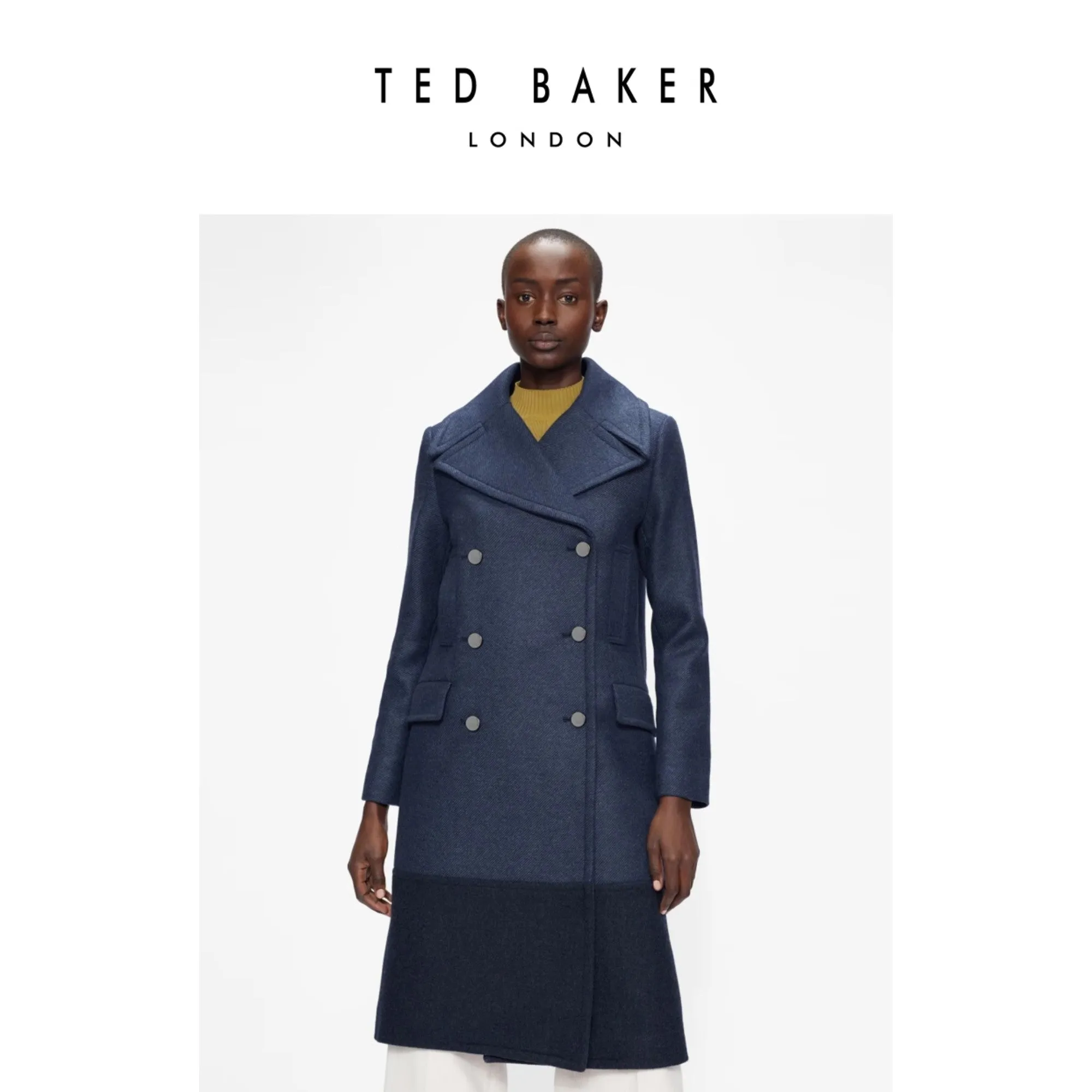 Women Wmo-Hayylii-Long Pea Coat With Oversized Collar - Dk-Navy