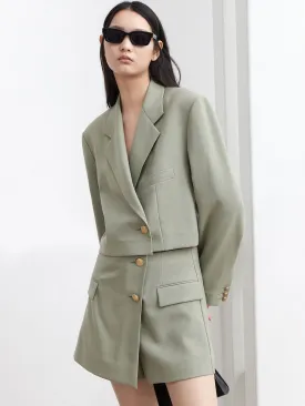 Wool-blend Crop Suit Coat