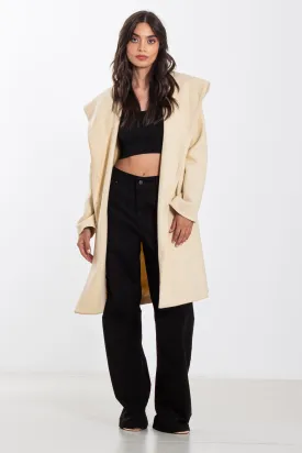 WOOL BLEND HOODIE COAT