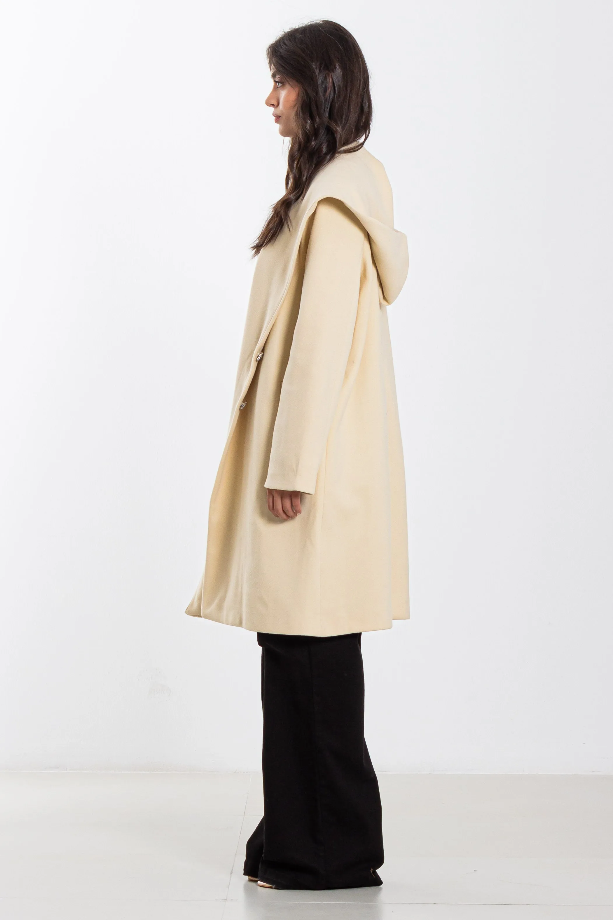 WOOL BLEND HOODIE COAT