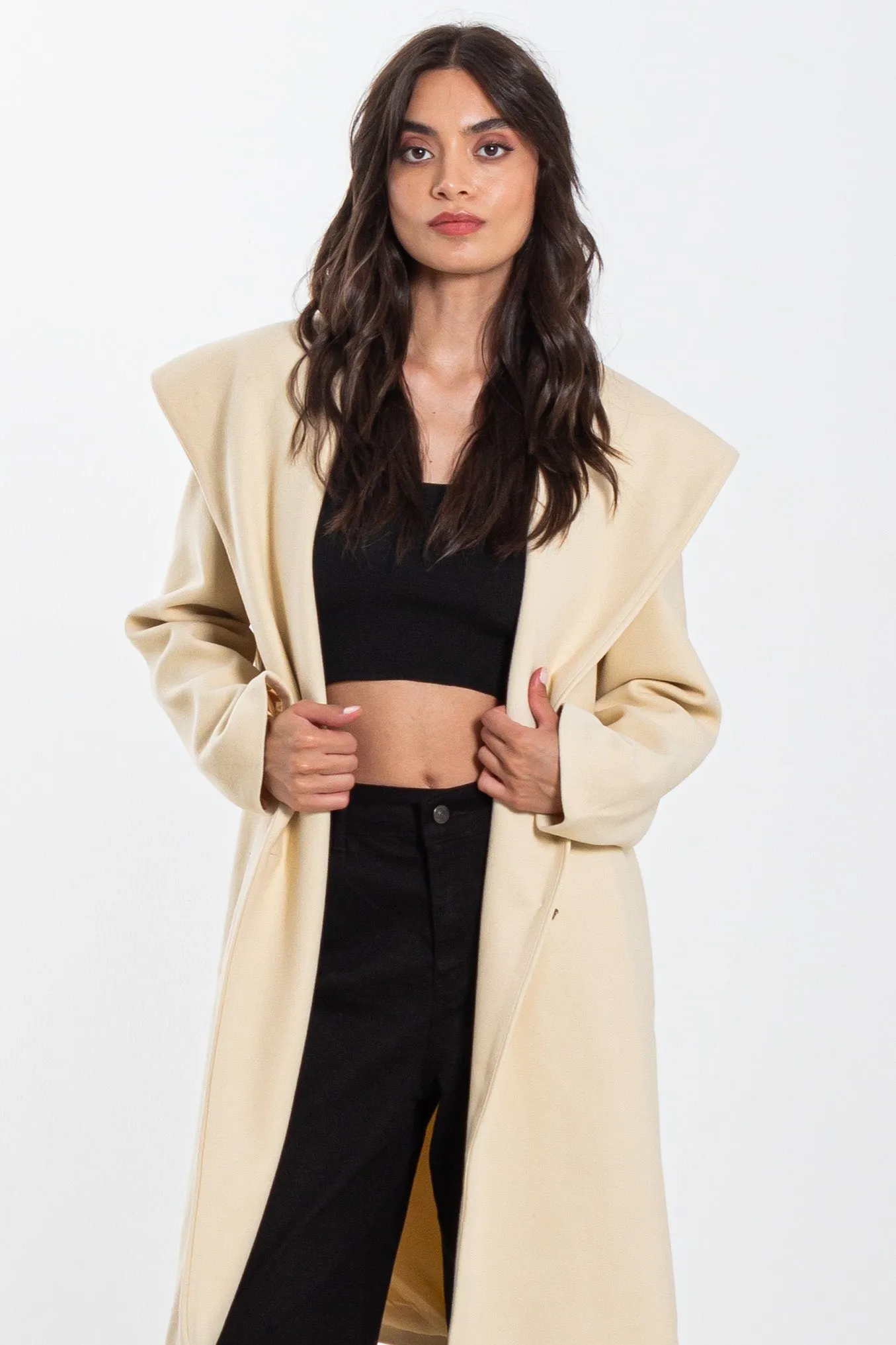 WOOL BLEND HOODIE COAT