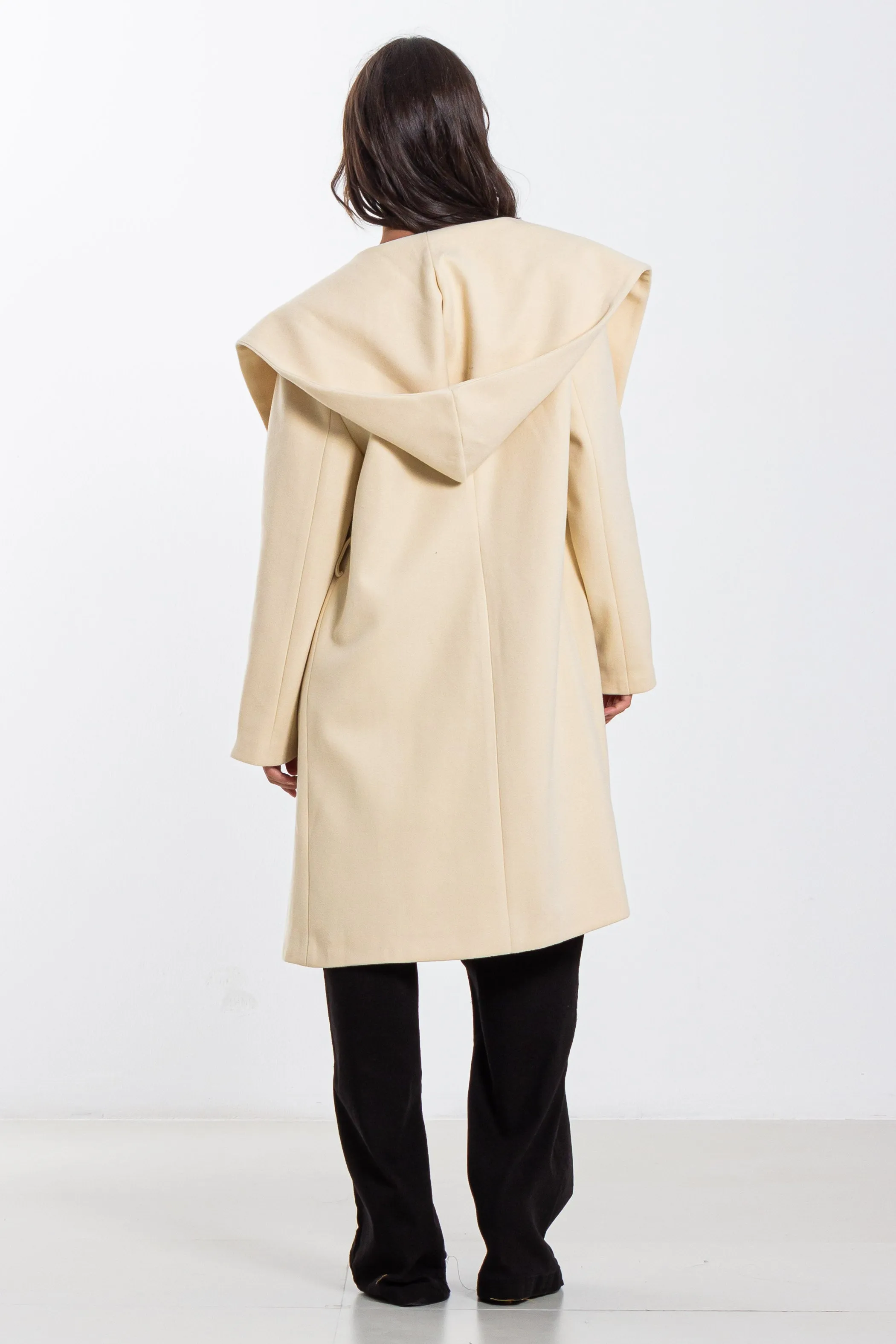 WOOL BLEND HOODIE COAT